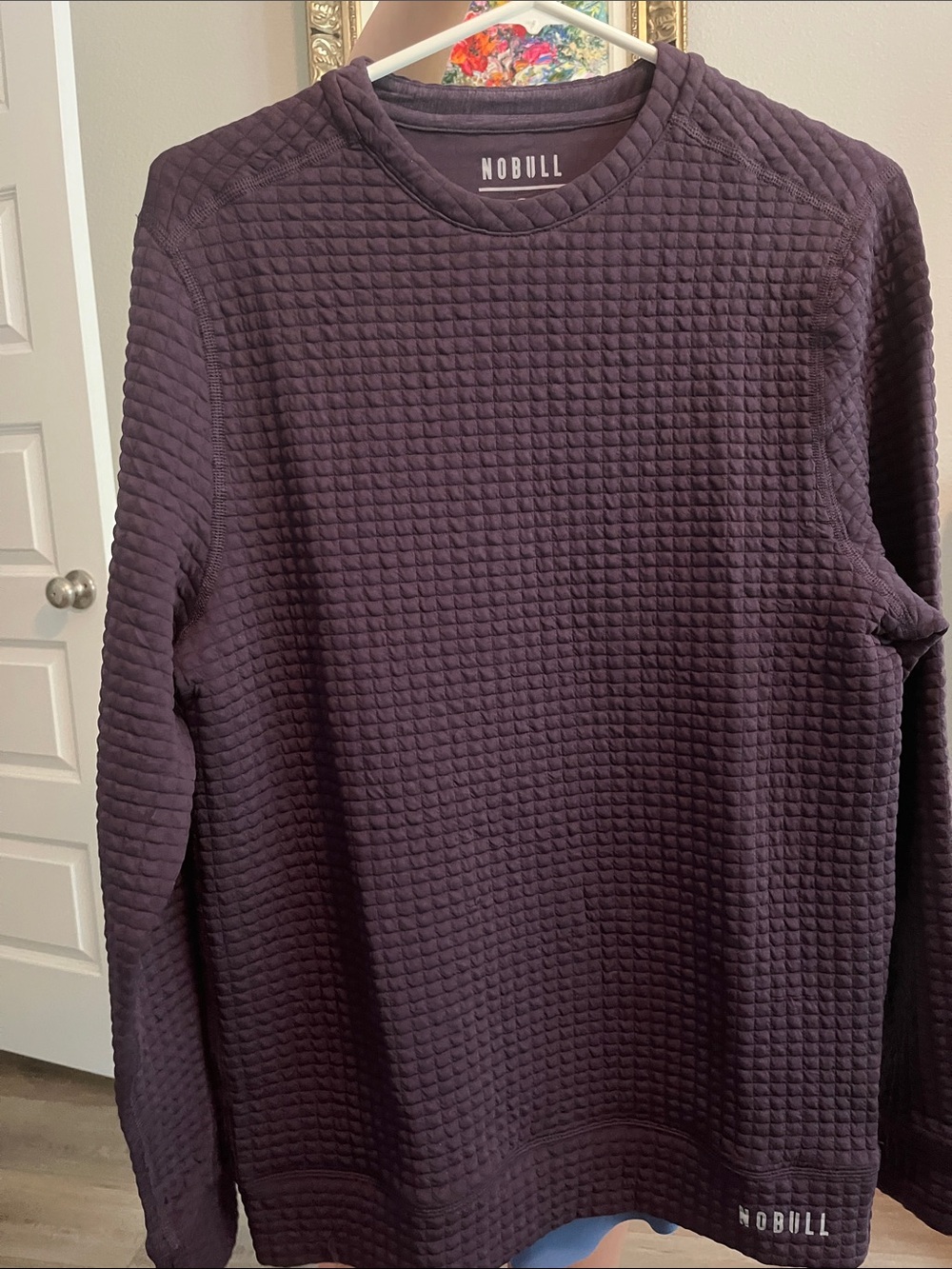 NOBULL Men's Quilted Crewneck Sweater — Plum